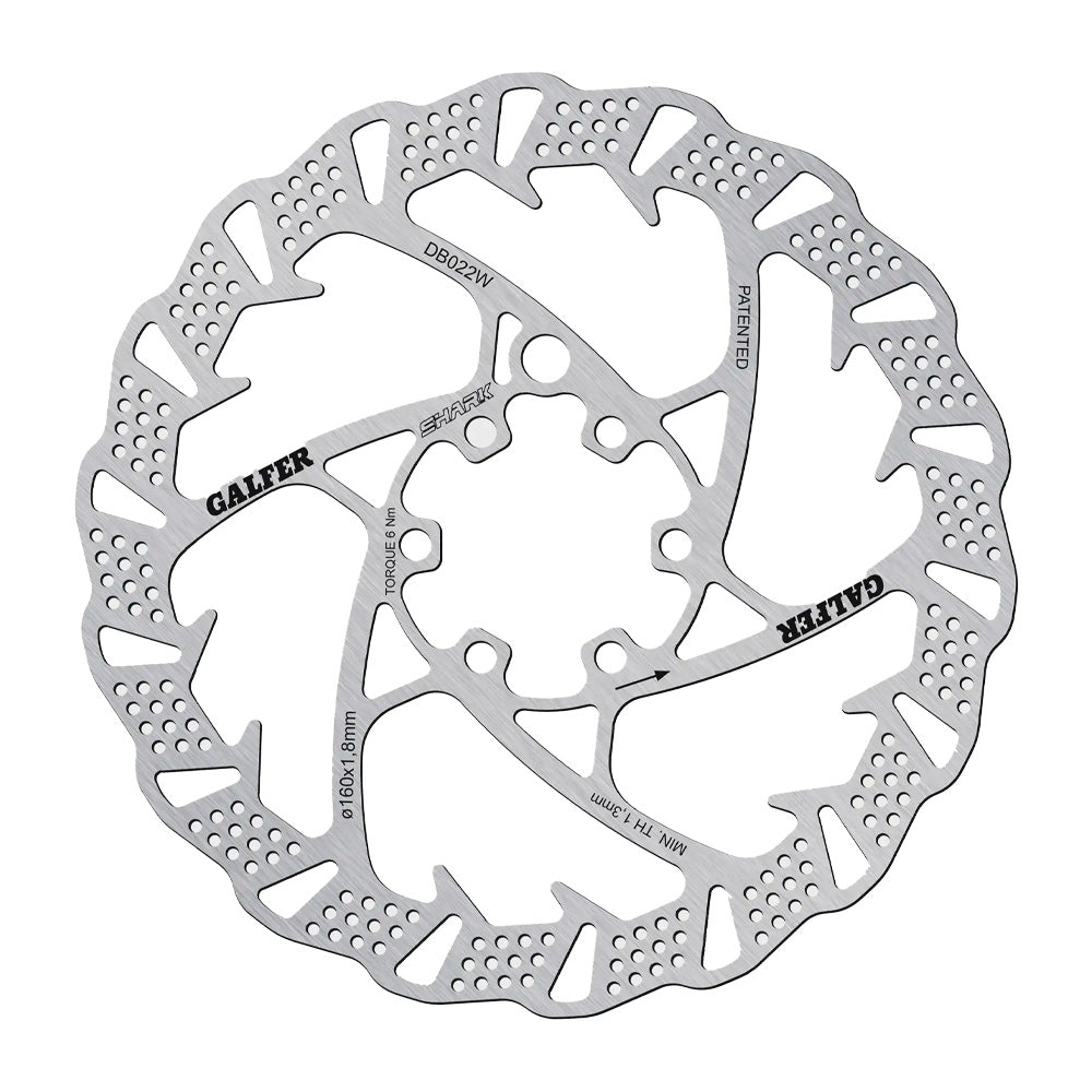 Galfer Shark Disc Rotor 160mm – 6-Bolt high-performance MTB brake rotor with patented finned cooling design for Enduro, Downhill, and e-MTB use