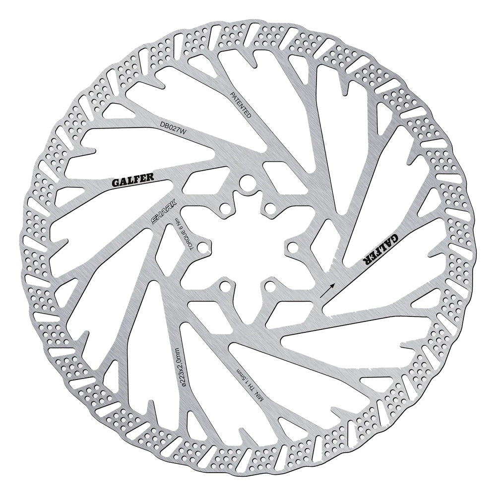 Galfer Shark Disc Rotor 223mm – 6-Bolt brake rotor with 2.0mm thickness for high-speed downhill, bike park, and e-MTB braking performance