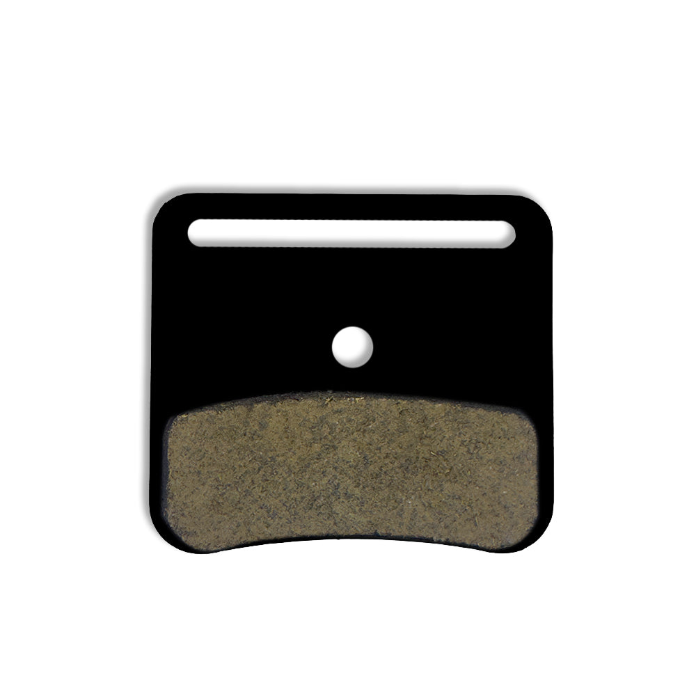 Gorilla Brakes Enduro Pro Ultimate finned aluminium brake pad showing friction material for Shimano XTR, XT, SLX, Deore, Saint and ZEE hydraulic disc brakes