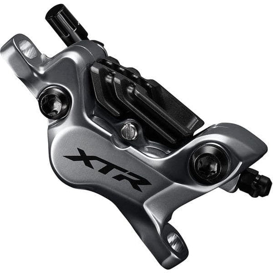 Shimano XTR disc brake caliper with cooling finned brake pads 