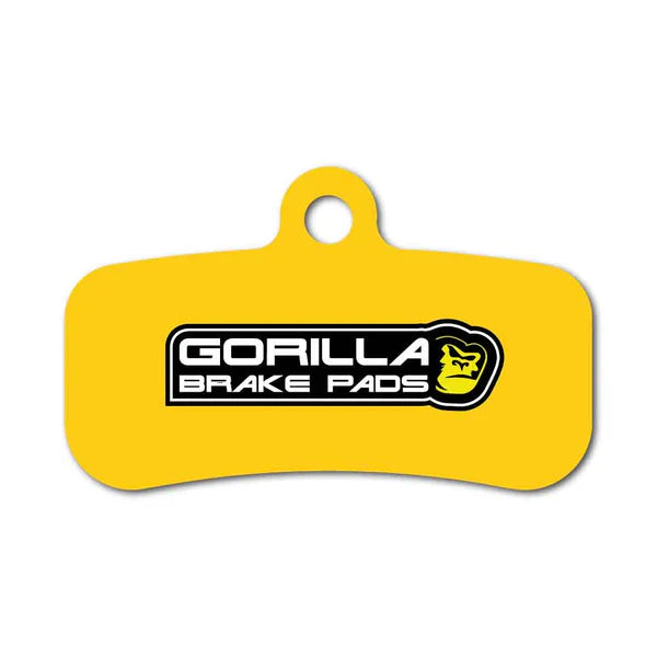 Gorilla Brakes sintered disc brake pad with yellow backing plate
