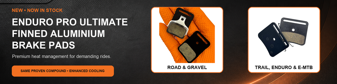 Gorilla Brakes Enduro Pro Ultimate finned aluminium brake pads for selected Shimano road, gravel, trail, enduro and e-MTB brakes