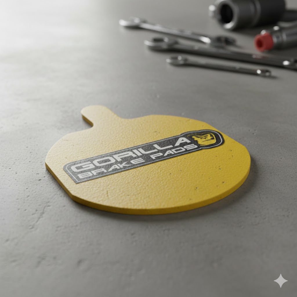 Yellow Gorilla brand sintered disc brake pad compatible with Hayes systems, featuring the black Gorilla Brake Pads logo