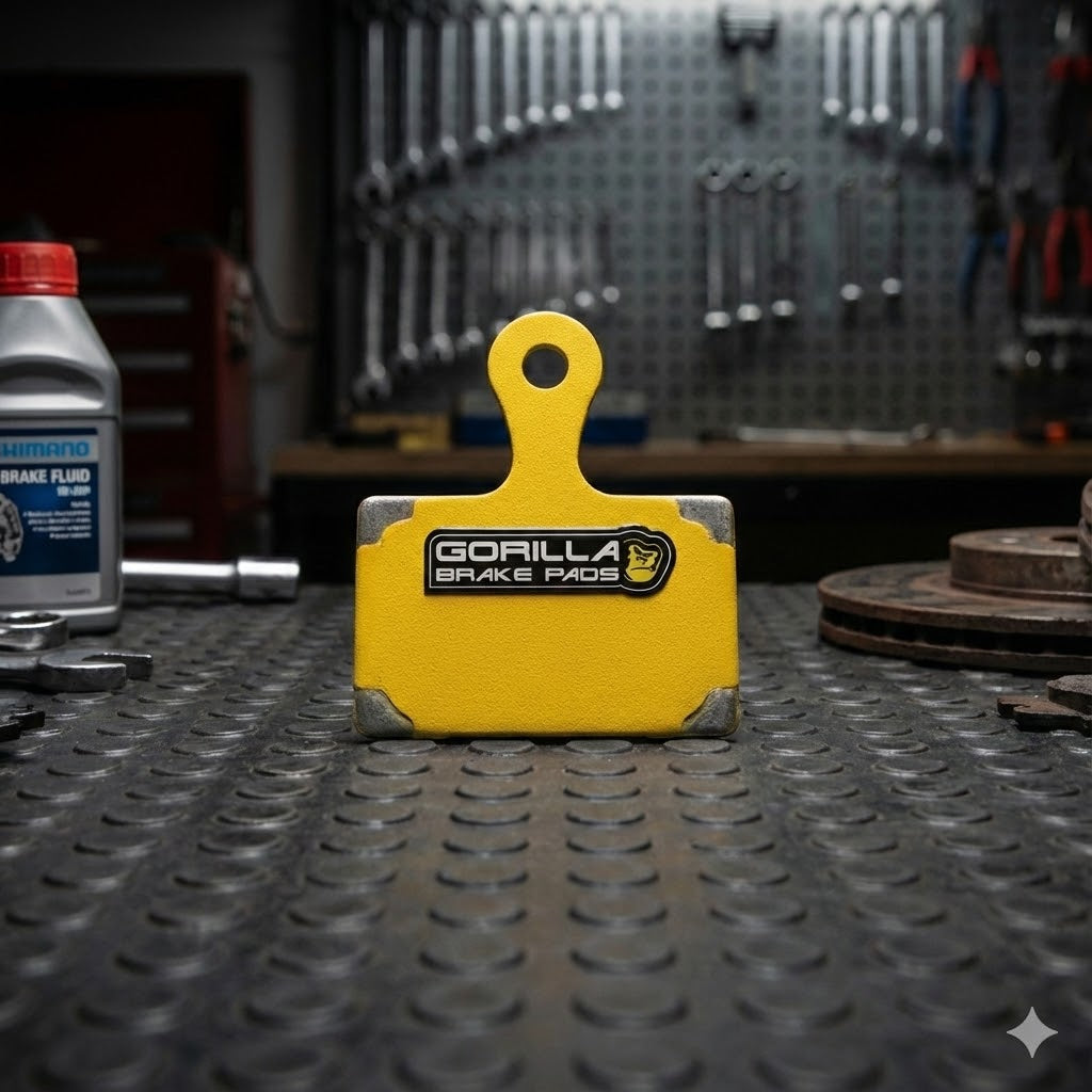 Gorilla Brakes Shimano Road Bike Brake Pads collection featuring replacement pads, mineral oil, and compatible calipers including Dura-Ace, Ultegra, and 105 for consistent stopping power.