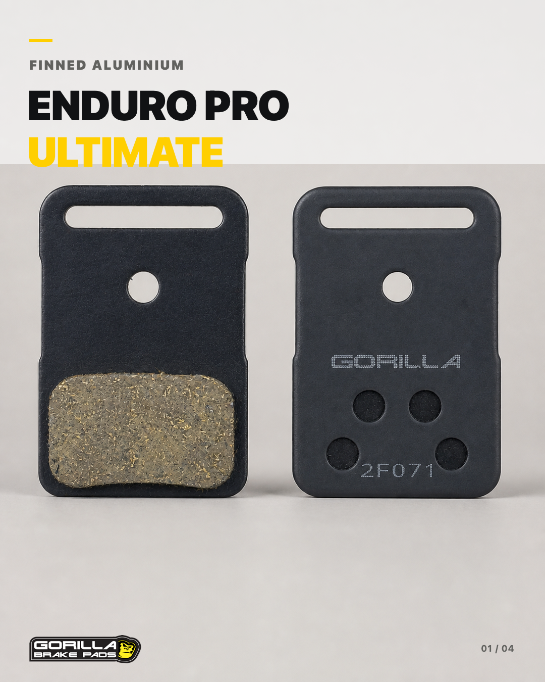 Gorilla Brakes Enduro Pro Ultimate finned aluminium brake pad for Shimano road and gravel disc brakes