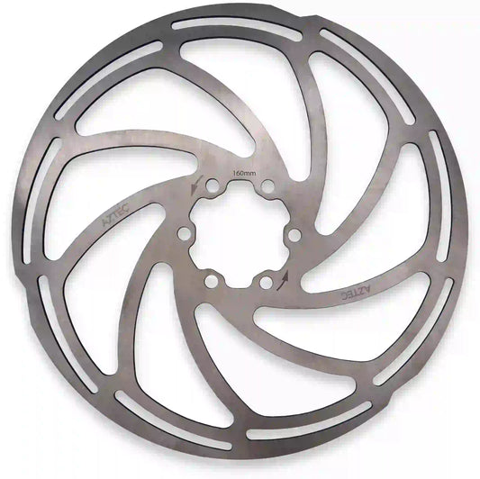 160mm Disc Rotor with 2mm thickness, precision laser-cut from durable stainless steel, designed for high-performance braking with hydraulic and mechanical disc calipers.