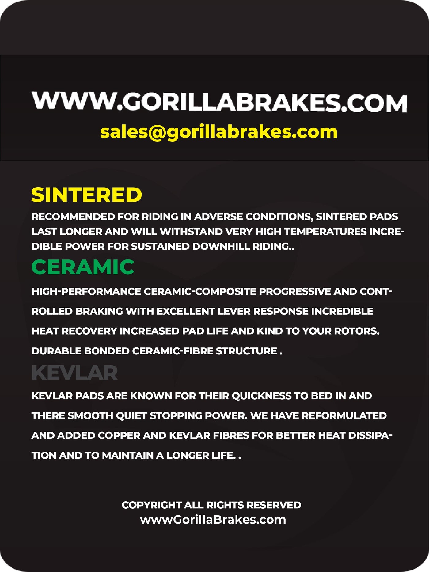 Gorilla Brakes SHIMANO L05A-RF Disc brake pads