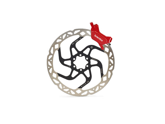 Brembo GR-PRO red brake caliper with 220mm disc rotor for high-performance mountain bike and e-bike braking