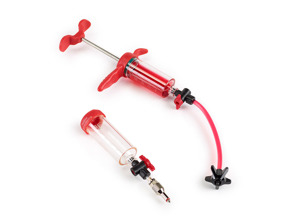 Brembo GR-PRO brake bleeding kit with syringes, hose and bleed fittings for hydraulic bike brake servicing at Gorilla Brakes