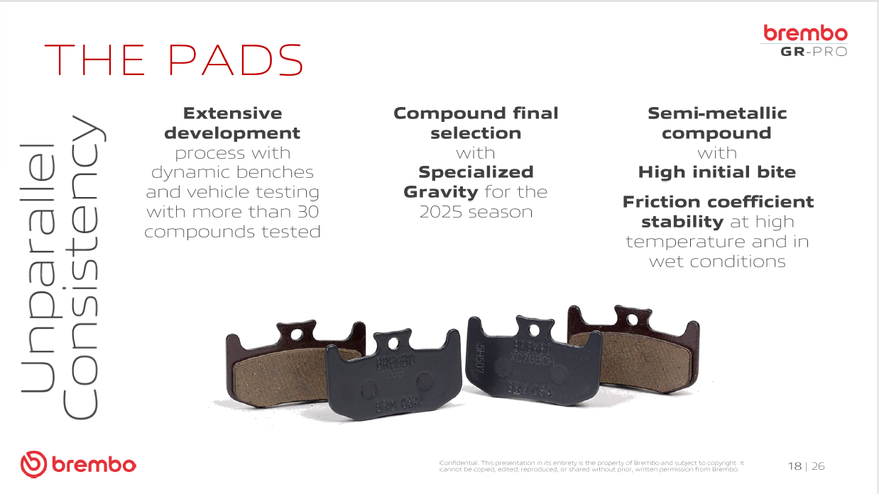 Brembo GR-PRO semi-metallic brake pads developed for gravity and downhill riding, delivering high initial bite, consistent friction and reliable wet-weather braking performance.