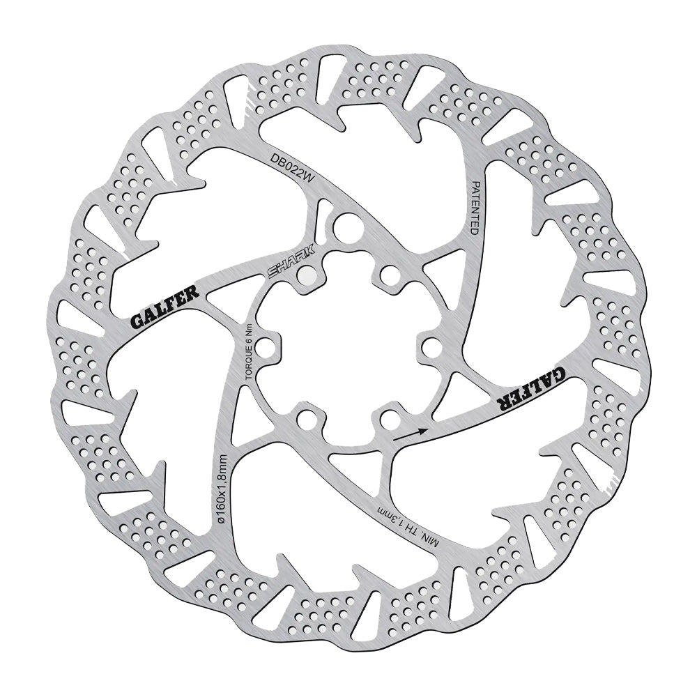 Galfer Shark Disc Rotor 180mm – 6-Bolt MTB brake rotor with patented cooling fins for enduro, downhill, and e-MTB performance

