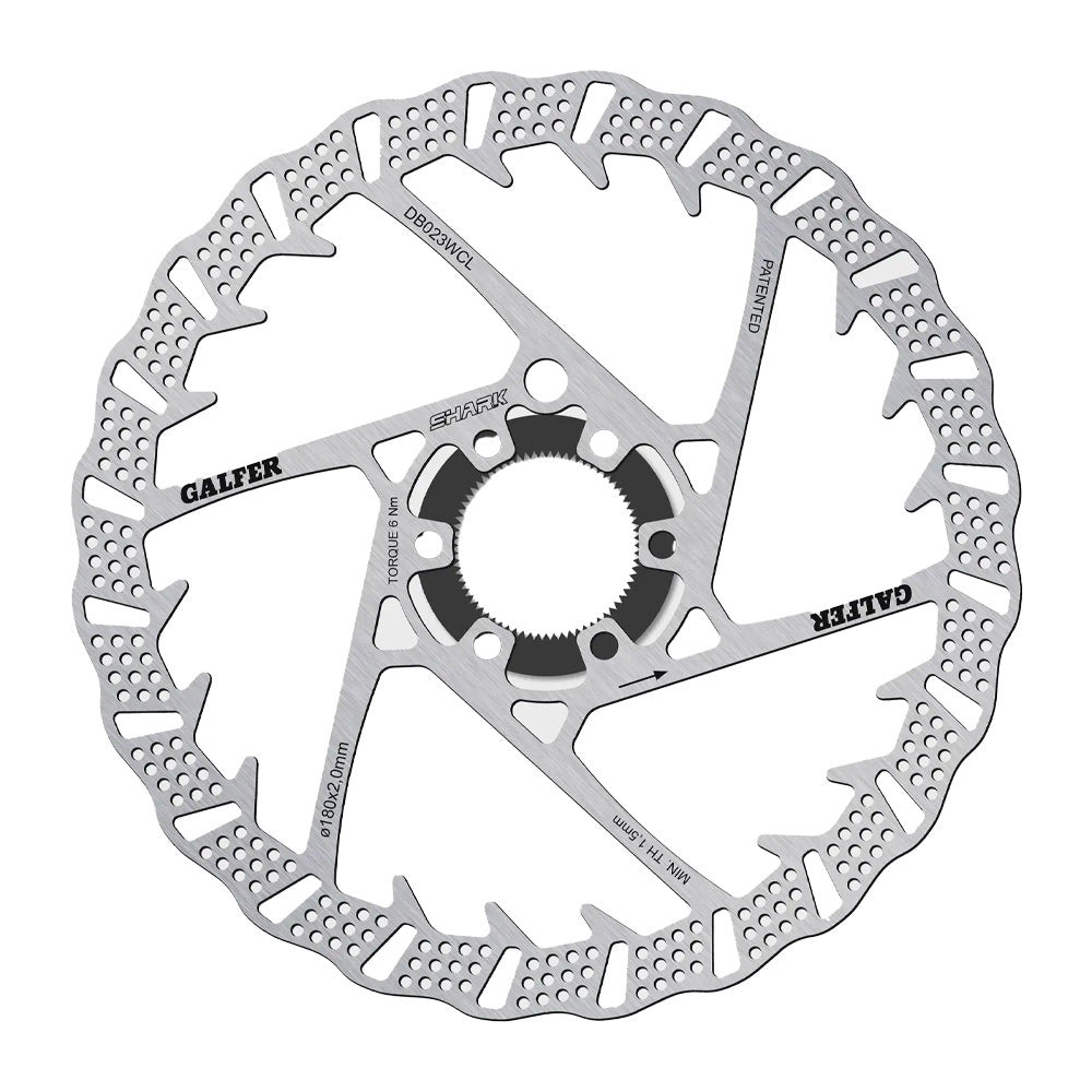 Galfer Shark Centerlock Disc Rotor 180mm with 2.0mm thickness for e-MTB, enduro, and aggressive trail riding – Shark fin cooling design
