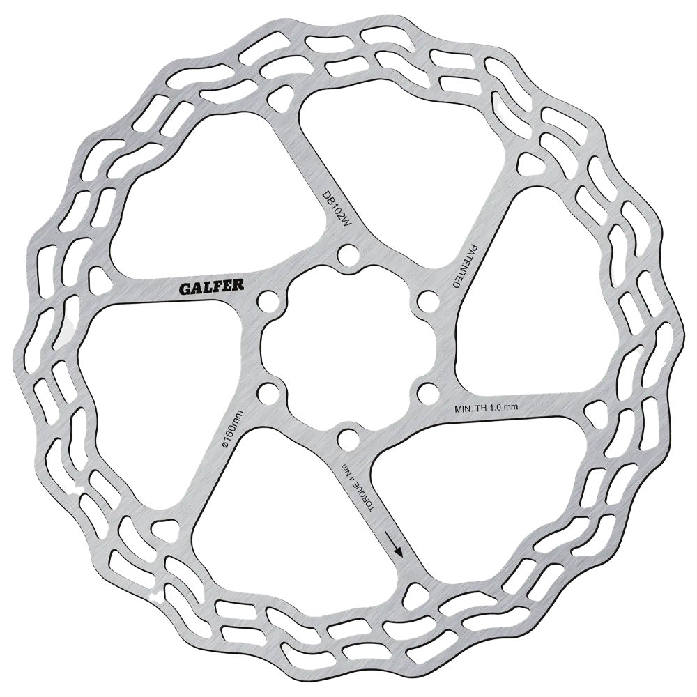 Galfer Wave Road Disc Rotor 160mm – 6-Bolt lightweight rotor for road, gravel, and cyclocross bikes with low-noise braking and heat control
