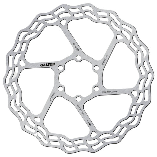 Galfer Wave Road Disc Rotor 160mm – 6-Bolt lightweight rotor for road, gravel, and cyclocross bikes with low-noise braking and heat control

