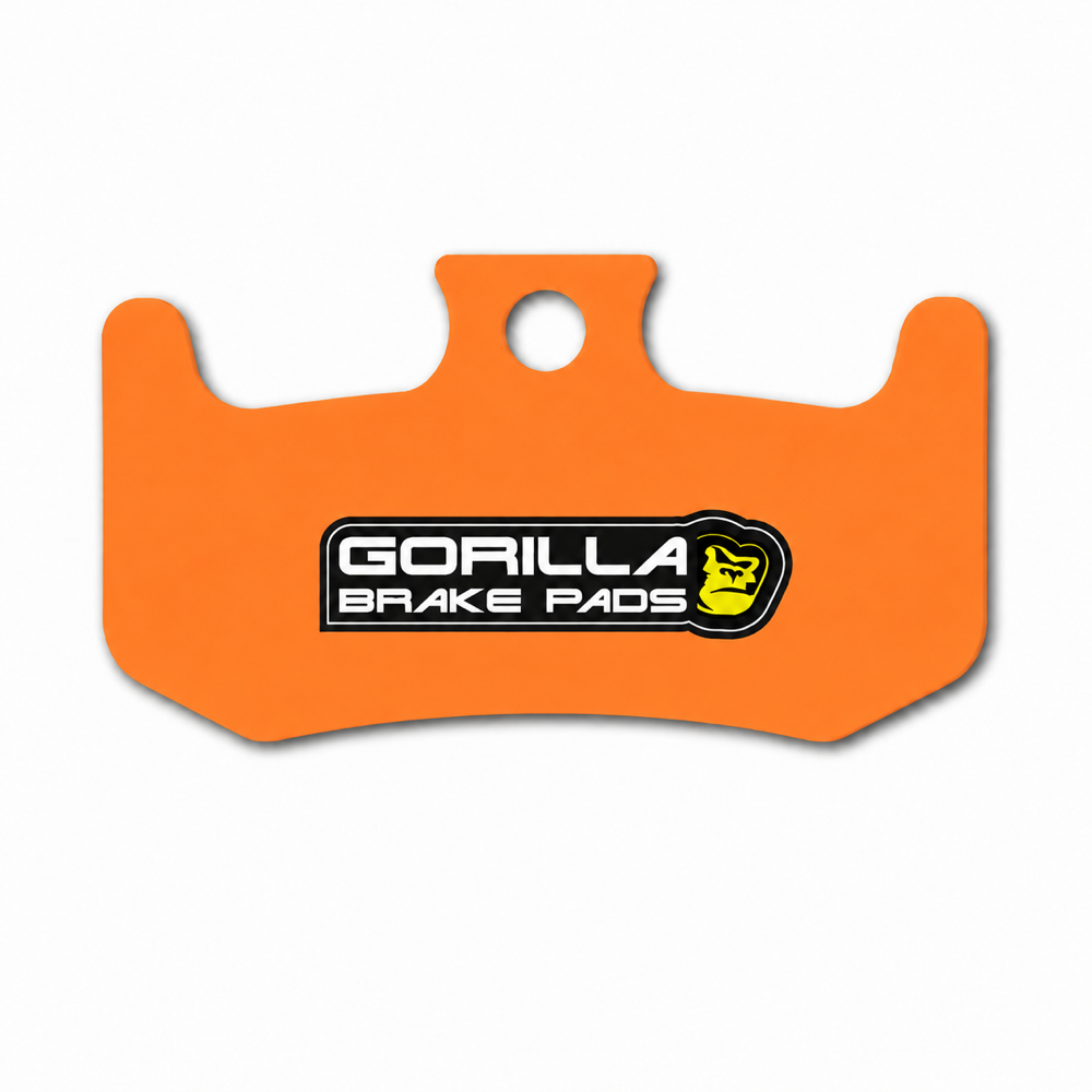 Illustration d’une plaquette Gorilla Brakes Enduro Pro Ultimate pour Brembo GR-PRO, avec support orange.