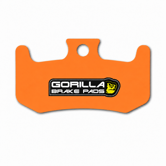 Illustration d’une plaquette Gorilla Brakes Enduro Pro Ultimate pour Brembo GR-PRO, avec support orange.