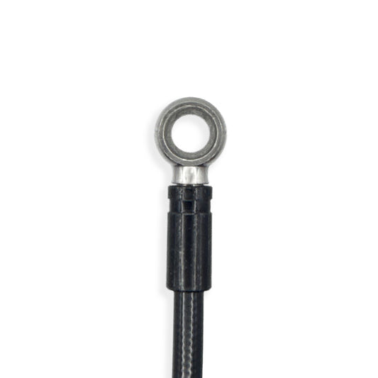Close up of Gorilla Brakes Shimano compatible 90 degree banjo hydraulic brake hose fitting