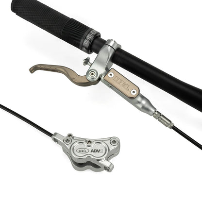 HEL Advocate 4-Piston Hydraulic Disc Brake System - Hyper Silver & Forged Bronze