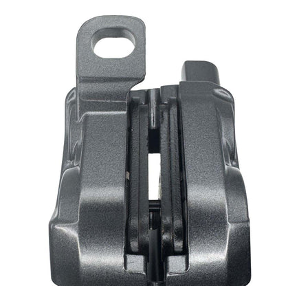 Top view of Shimano XT 4-piston brake caliper fitted with Gorilla Brakes Enduro Pro Ultimate finned aluminium brake pads