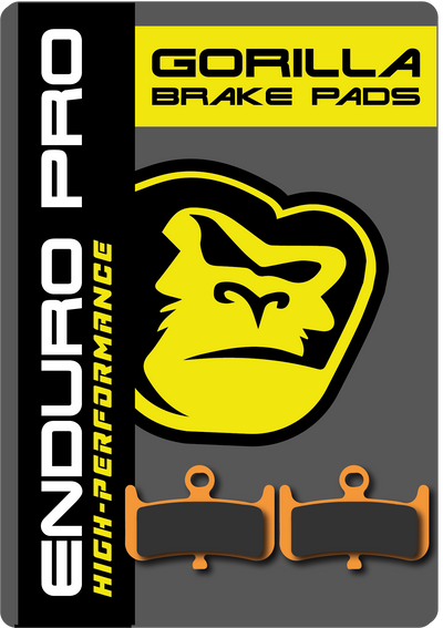 A close-up of Hayes Dominion T4 Disc Brake Pads with Enduro Pro Compound.